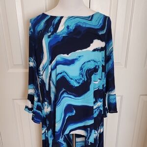 Blue Marble Print Women's High ~Low Blouse 💙